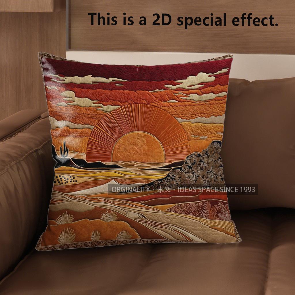 D Boho Desert Sunset Cactus Throw Pillow Covers Pattern Cushion Cover Suitable For Sofa Bedroom Car Pillow Cover