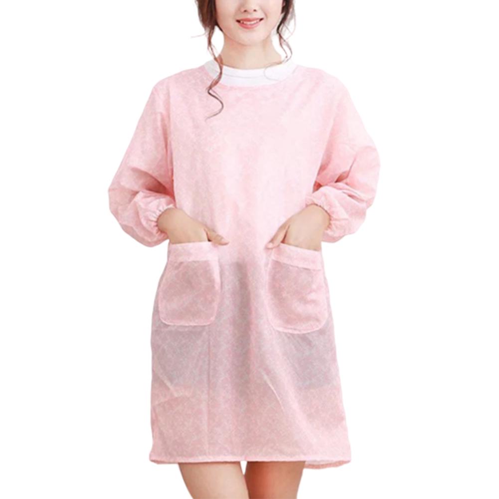 

Цветочный кухонный водонепроницаемый фартук для приготовления пищи с рукавами для работы розовый