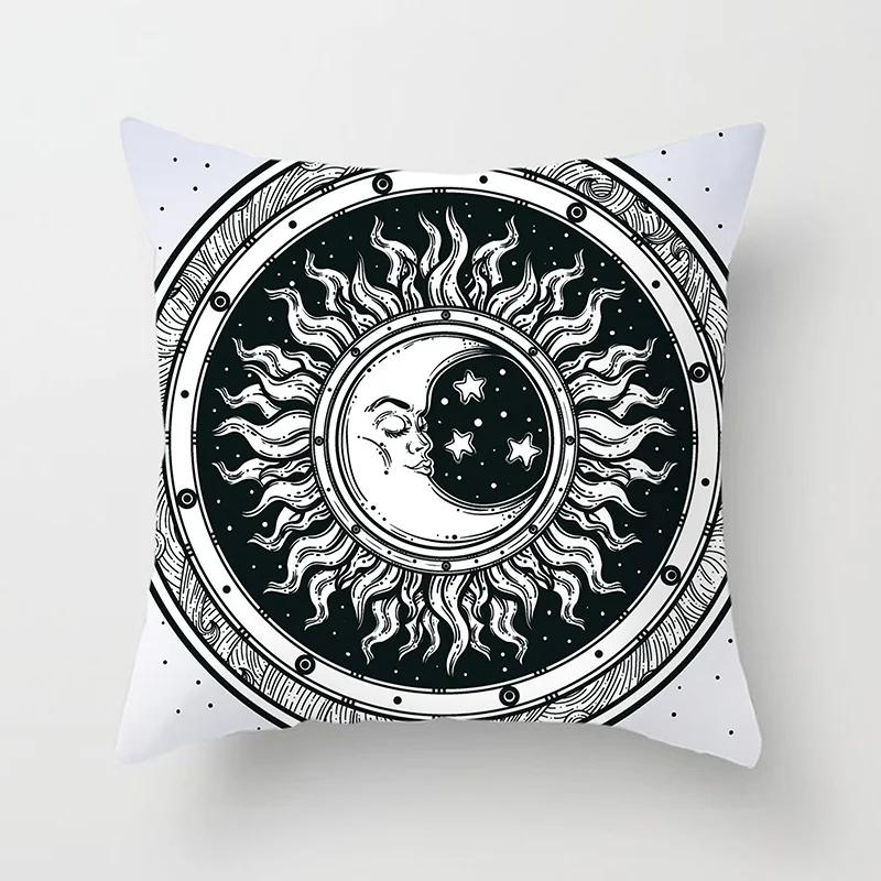 Home Decor Sun & Moon Themed Cosmic Throw Pillow Covers Pattern Cushion Cover Suitable For Sofa Bedroom Car Pillow Cover