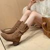 Fashion Super High Quality Women's Boots Autumn 2025 Fashion Pointed Chelsea Boot Pleated Suede Leather Women Knee Boots Banquet Party