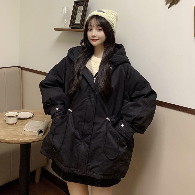 Damen Parkas Baumwolljacke Herbst Winter Mantel Koreanische Version Locker Plüsch Verdicken Kapuzenmantel Lässige Studentenjacken
