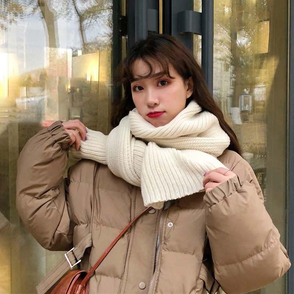 Spandex Long Thickened Neckscarf Polyester Winter Warmer Scarf Soft Knitting Wool Scarf  Winter