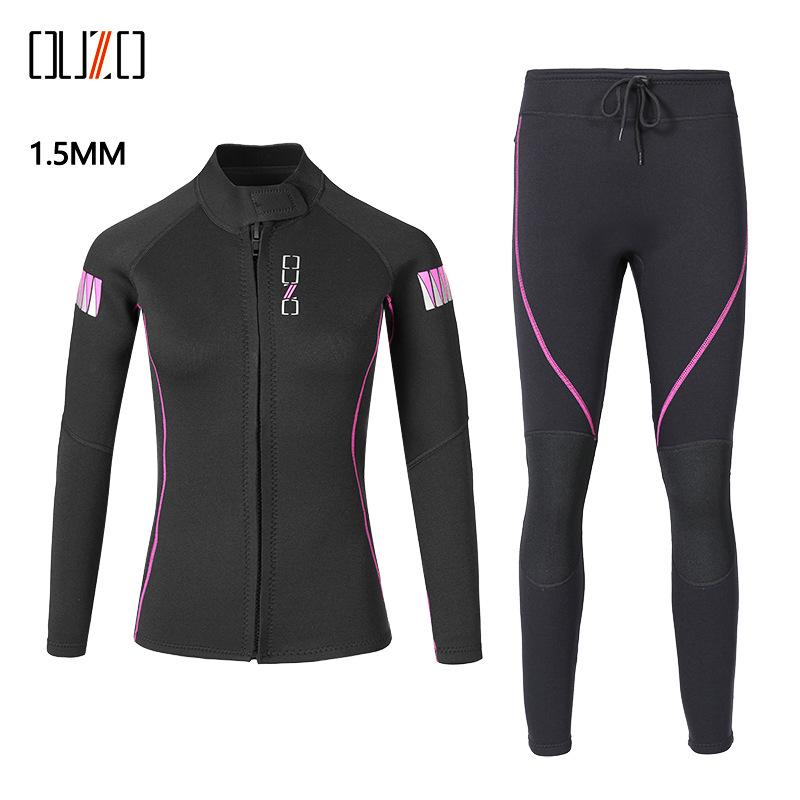 1.5mm Two-Piece Wetsuit for Men & Women: Long Sleeve & Pants, Cold & Sun Protection, Surfing Suit