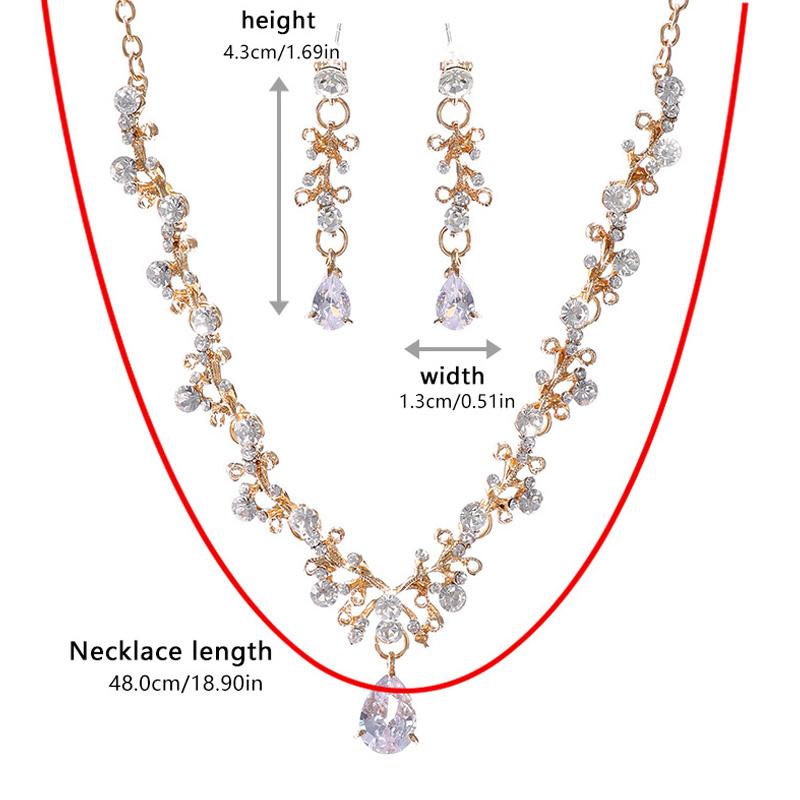 3Stk/Set Kristallkrone Barock Schmuckset Haarkleid Accessoires Halskette Ohrring Geburtstag Hochzeit Strass Frauen Mädchen