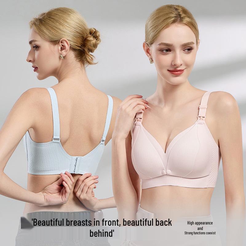10A Antibacterial Camellia Wireless Nursing Bra - Front Open, Big Bust Minimizer for Pregnancy & Postpartum