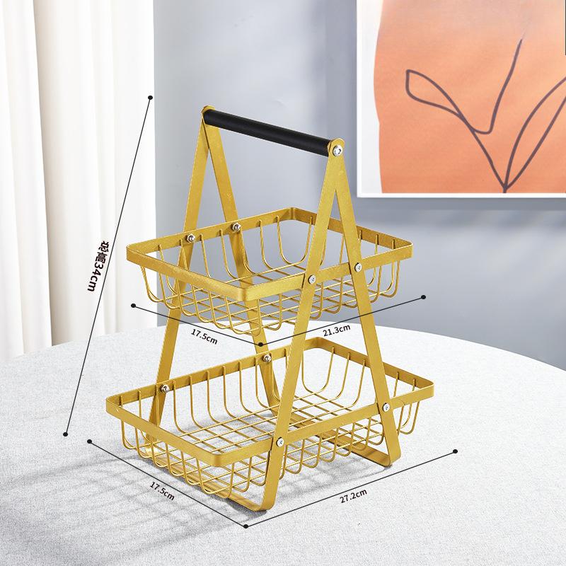 Portable Fruit Bowle Basket for Kitchen Organizer Storage Fruits Vegetable Bread Snacks, Detachable Metal Rectangle Basket