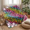 Colorful Leopard Print Blanket Personalized Name Flannel Blanket Soft Cozy Plush Throw for Sofa Bed Lightweight Home Decor