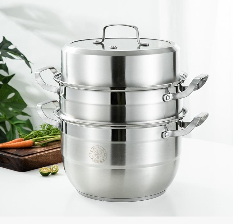 Nerezový parní hrnec s velkou kapacitou: Protiopaření, Vícevrstvý design pro vaření & dušení