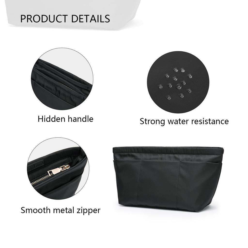 YONBEN Handbag Organizer Insert Bag, Tote Shaper Bag - Large Purse Organizer Insert - Lightweight & Durable - Nylon Inner Bag (Large, Black)
