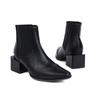 European and American snake pattern color matching thick heel small square head side zipper women's short boots