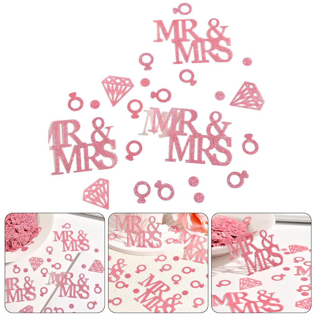 Glittering Confetti Mr & Mrs Wedding Rings Sequins for Wedding Ceremony Bridal Showers Engagements Party Decoration
