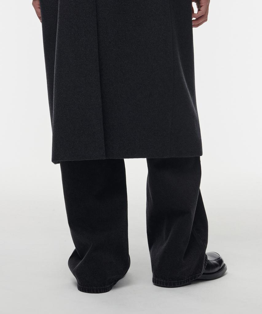 Musinsa Standard Cashmere Blend Daddy Shoulder Single Long Coat [Charcoal Grey]
