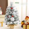 Snow Flocked Mini Tabletop Christmas Tree 45/60CM, Pine Needle PVC Mixed Xmas Tree with Pine Cones & Berries