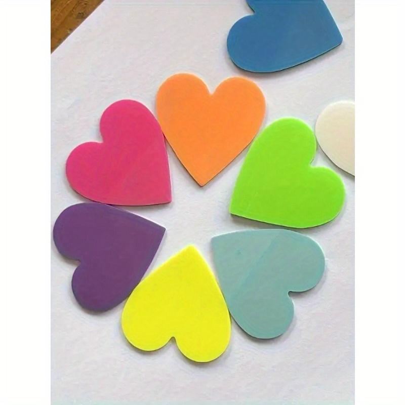 8 Packs, 160 Sheets Mini Heart Shaped Transparent Sticky Notes with 8 Fluorescent Colors for Creative and Cute Stationery