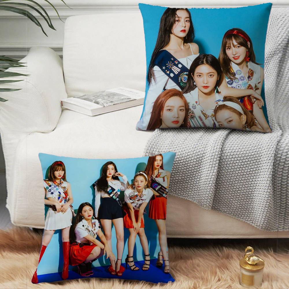 1 Stück Kpop R-Rot V-Samt Klassische Kissenhülle Quadratisch Schlafzimmer Sofa Freizeit Komfort Kissen Auto Heimdekoration Kissenbezug 40x40