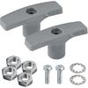 TonGass (2-Pack, Grey RV Waste Valve Handle Replacement For Extension Rod RV Parts Tank Hose Handle Waste Valve Handles Kits With 4 Nuts 2 Screws 2