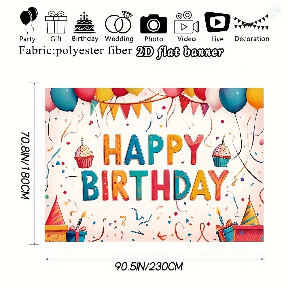 1 piece of 2D flat polyester decorative background cloth with colorful balloon banners for a birthday celebrationzyc