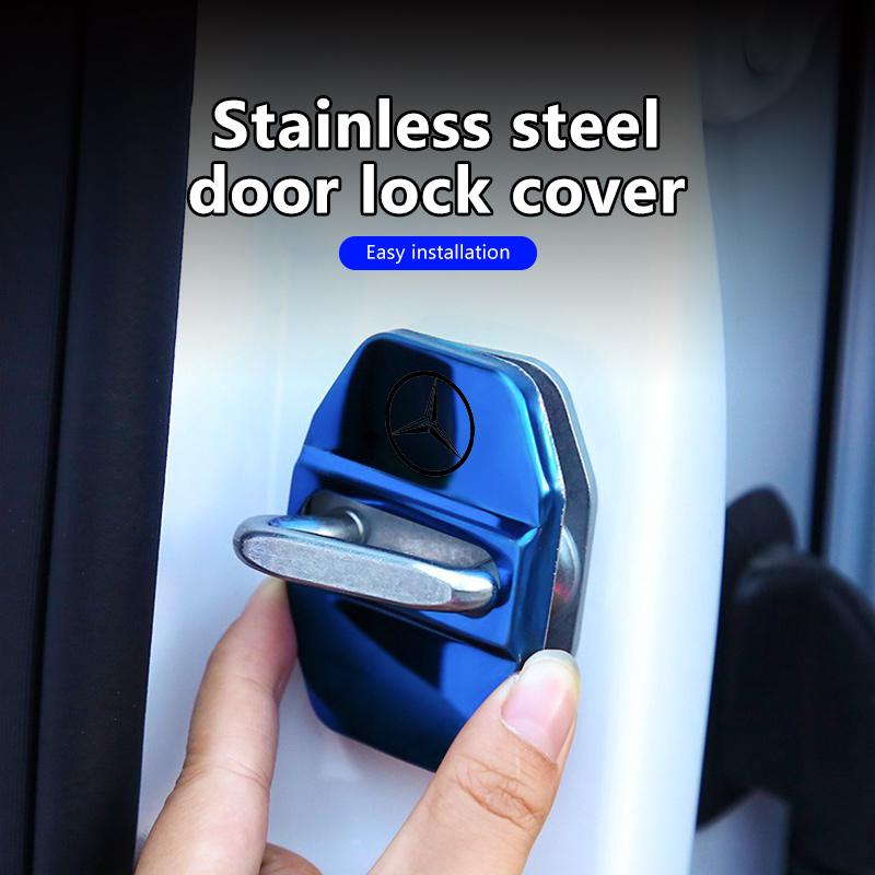 AABGW1 For Benz 4PCS Car Styling Door Lock Cover Stainless Steel Protection Accessories AMG Exclusive W204 W222 W205 W203 W213 W124
