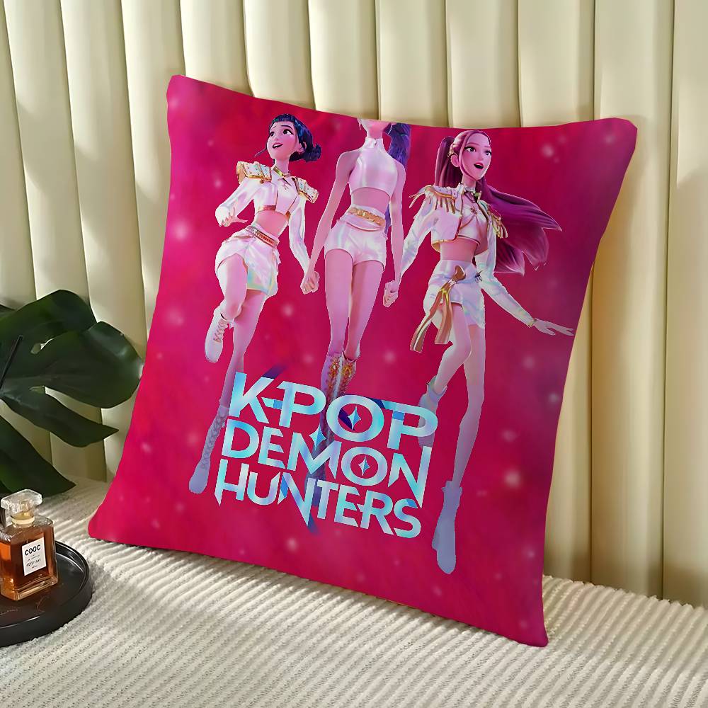 KPop Demon Hunters Office Cushion Pillowcase Car Cushion Cover45X45CM Lumbar Pillowcase Sofa Pillowcover