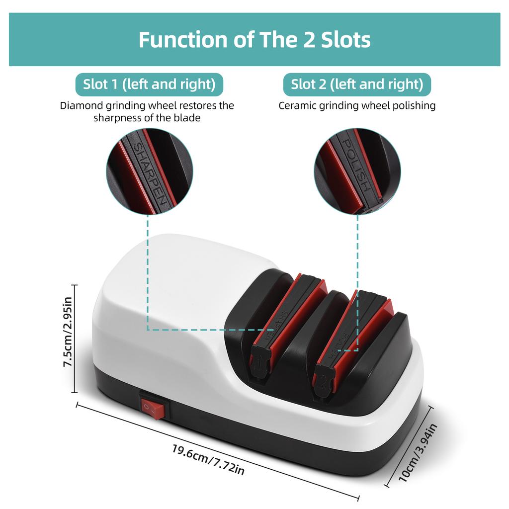 Affilatrice elettrica per coltelli Sistema di affilatura coltelli a 2 stadi per affilare e lucidare rapidamente i coltelli
