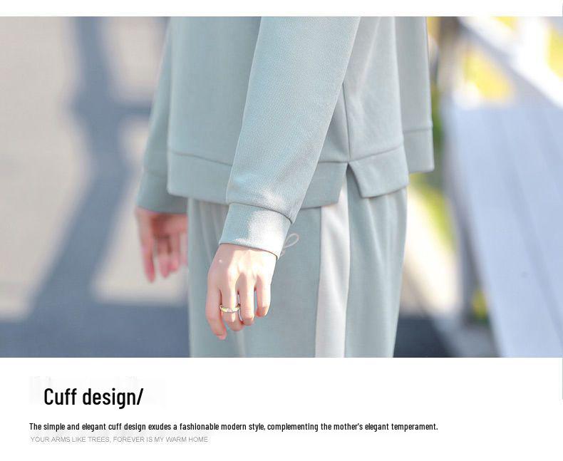 Freizeit-Sportbekleidung für Damen für Frühling & Herbst: Stilvolles, lockeres Zweiteiler-Set mit langen Ärmeln für die mittlere und ältere Generation