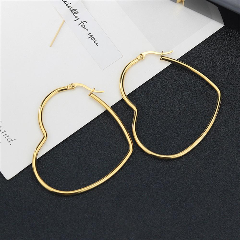 1 Pair Heart Shape Creole Hoop Earrings Female Gold Color Stainless Steel Smooth Big Earrings For Women Party Jewelry Gift 2025