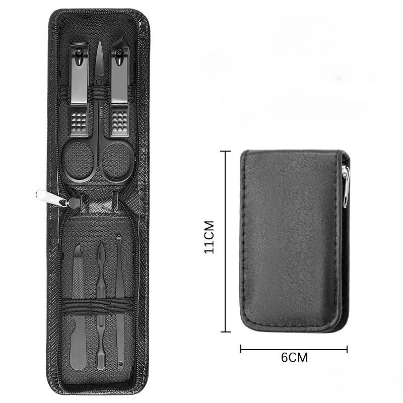 

Портативний набір для догляду за нігтями з 6 предметів: Темно-зелені кусачки для нігтів, ножиці, вушна ложка, інструменти для педикюру чорний