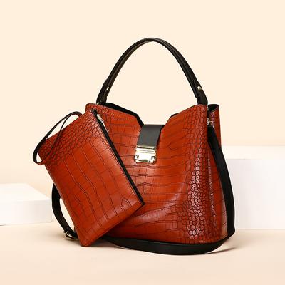 Retro Large Capacity Handbag European American Fashion Stone Pattern Crossbody Bag Office Lady Shoulder Bag with Clutch Bags