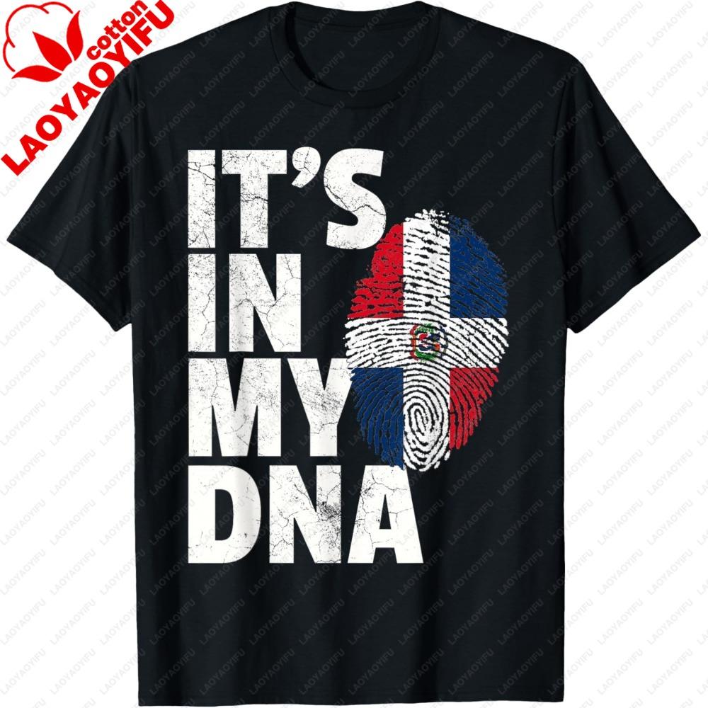 Its in My DNA Dominican Republic Flag Official Pride Gift TShirt Retro Fashion Flag Print Tops Classic Pattern Tees S