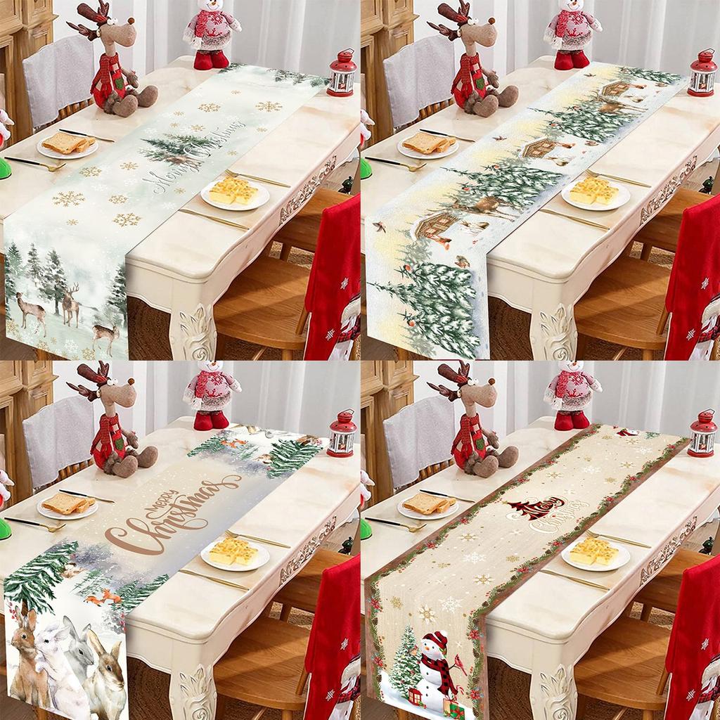 Christmas Ball Buffalo Plaid Table Runner Merry Christmas Decorations For Home Decor Xmas Table Flag Cover Gifts Happy New Year