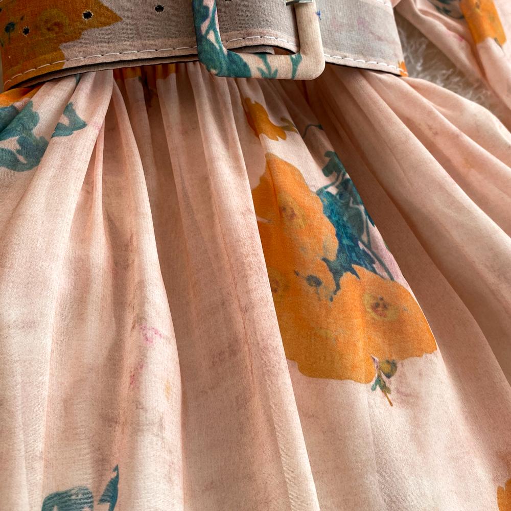 Осеннее винтажное женское длинное платье в стиле пэчворк с цветочным принтом — фото 11