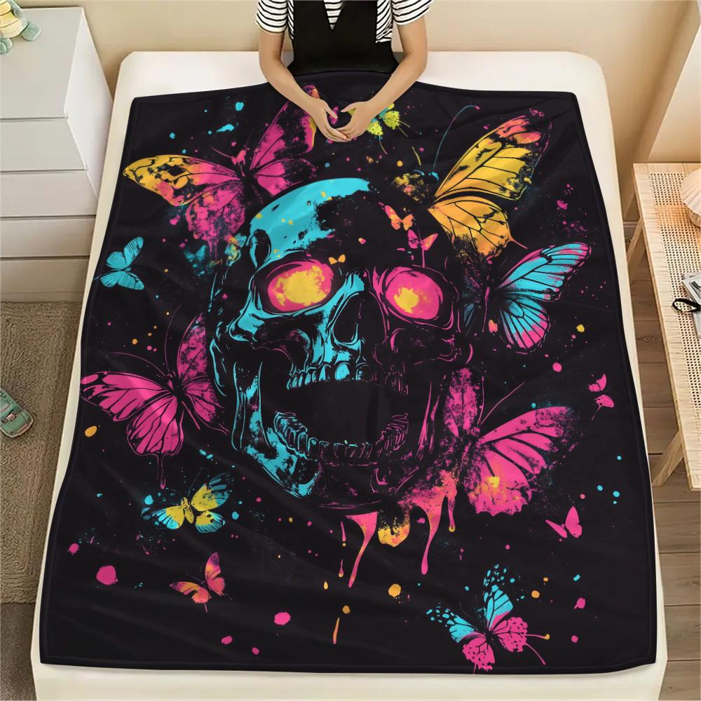 Dark Butterflies  Print Flannel Blanket, High Quality Comfortable for All Seasons, Home Decor, Warmth and Comfort