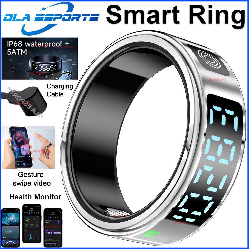 Smart Ring with Touch Display Screen, Wireless Charging, Health Manager, 5 ATM Waterproof For Men Women Smart Rings R12 R08
