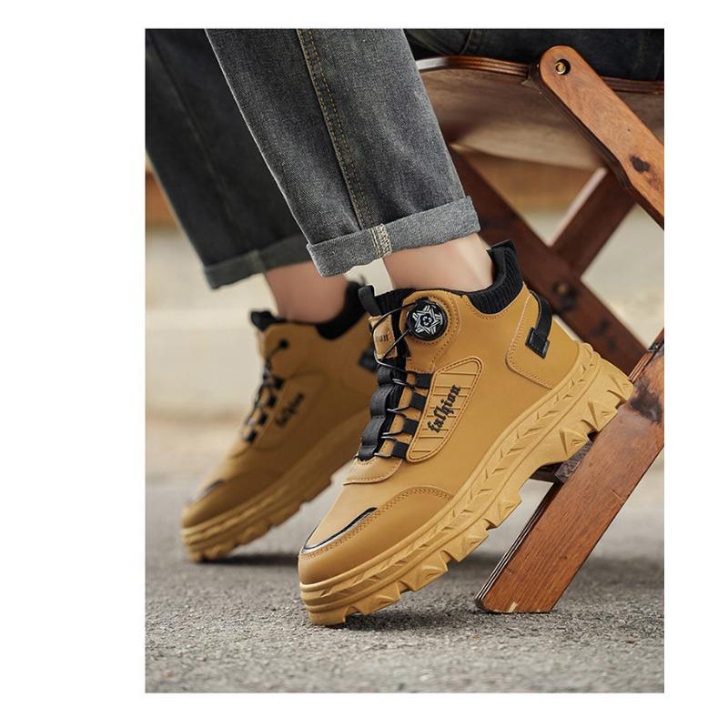 Men S Retro British Style Thick Sole High Top Work Martin Boots