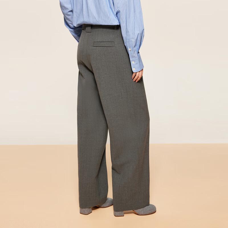 LESS 2024 Winter Merino Wool Blend Loose Straight Trousers