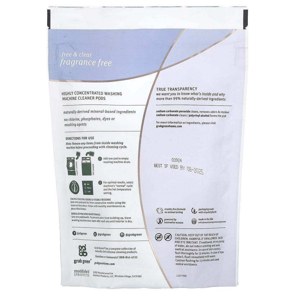 Washing Machine Cleaner Pod, Fragrance Free, 354G(12.5Oz)