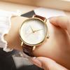 Bow Dial Module Watch Leather Band Simple Casual Quartz Dress Wristwatch