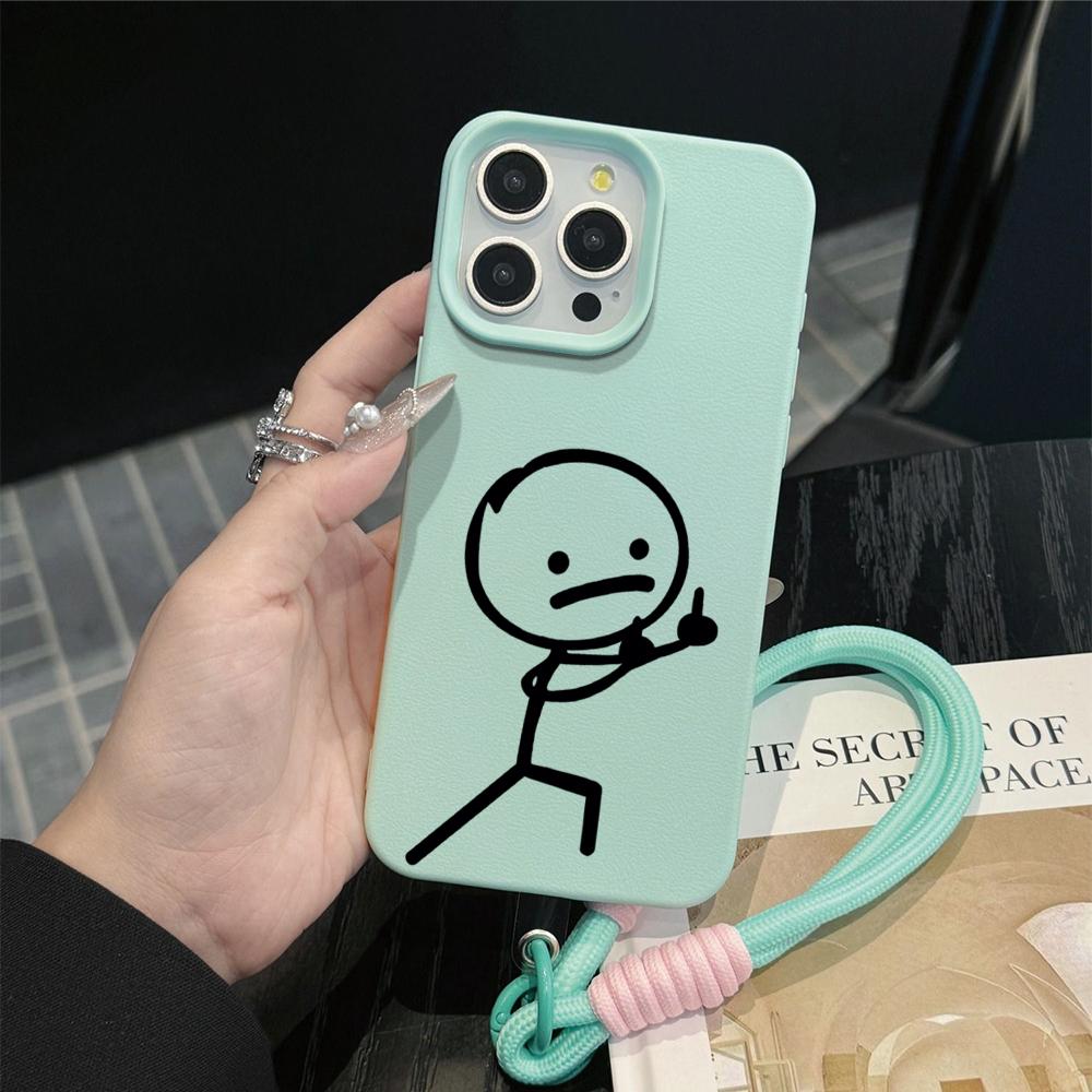 Wacky Stickman Strap Rope Phone Case For iPhone 17 16 15 14 13 12 Pro Max 16 15 14 Plus 17 16 15 Pro 17Air Silicone Matte Cover
