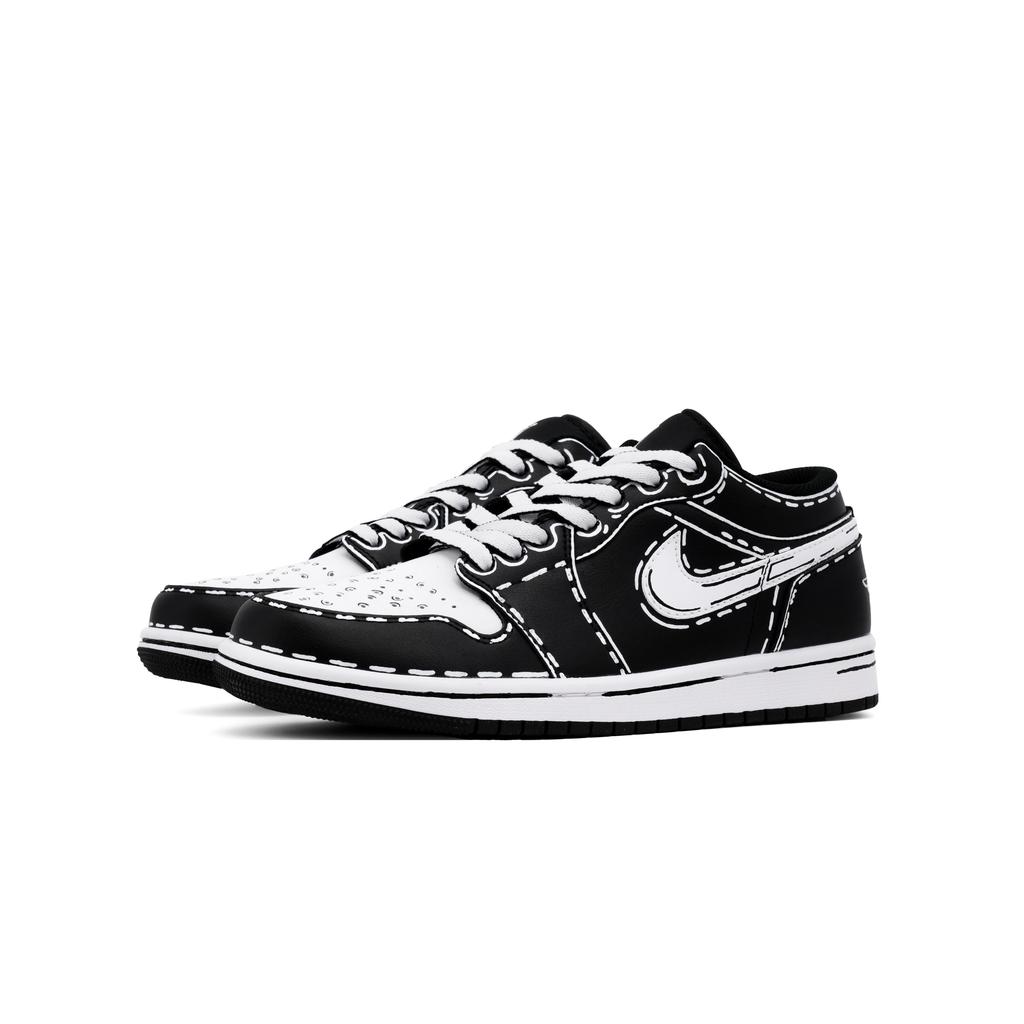 Jordan Air Jordan 1 Low'Orca' Slip Resistant Abrasion Resistant Low Top Vintage Basketball Shoes Unisex Black 553558-043(Team861-)