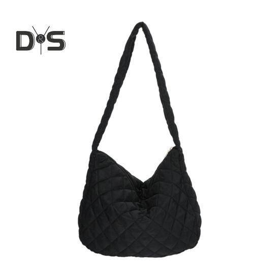 Сумка через плечо Cloud Lattice на молнии однотонная стеганая повседневная сумка-тоут для улицы путешествий офиса вечеринки чёрный 1096₽