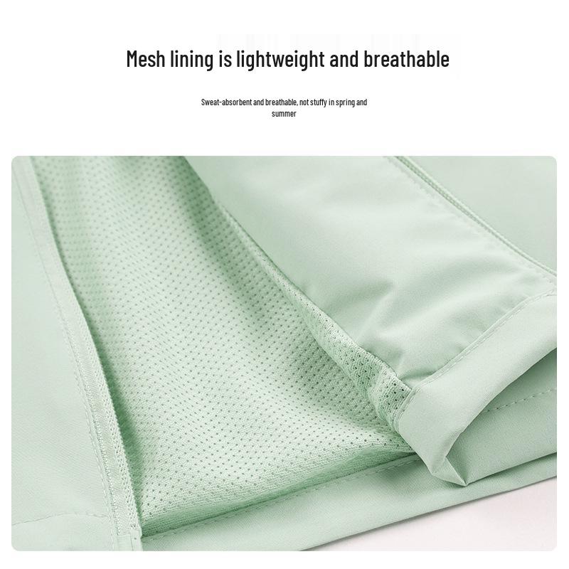 Trendy Outdoor Softshell Hooded Windbreaker - Solid Color, Single-Layer for Spring & Autumn Hiking.