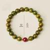 Natural Green Sandalwood & Cinnabar Beaded Buddhist Bracelet