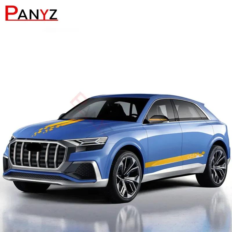 5PCS Universal Car Styling Side Skirts Hood Rearview Mirrors Decorative Auto Body Racing Sports Decals Car DIY Stripe Sticker