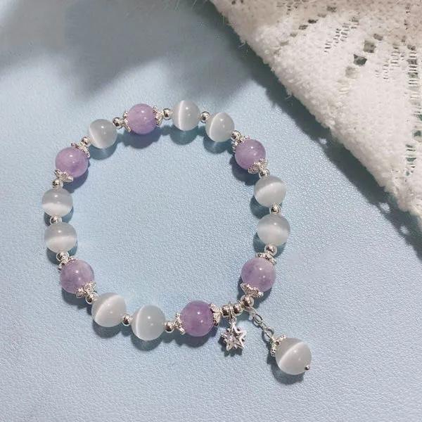 JYL TS Bracelet Blue Tears Obsidian -Channels Calm & Attracts Emotional Luck [One Generation Purple] Cat’s Eye зеленый пастельный