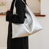 Large Capacity Silver Brand Hobo Bag for Women Luxury Designer PU Leather Trigle Purse Trend Casual Shopper Handbag