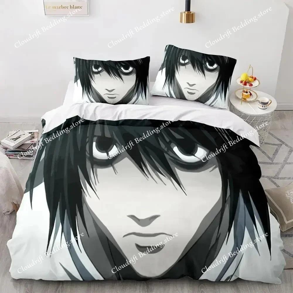 Death Note Bedding Set, Death Note Duvet Cover Set, Microfiber Quilt Cover with Pillowcases for Kids Teens Adults