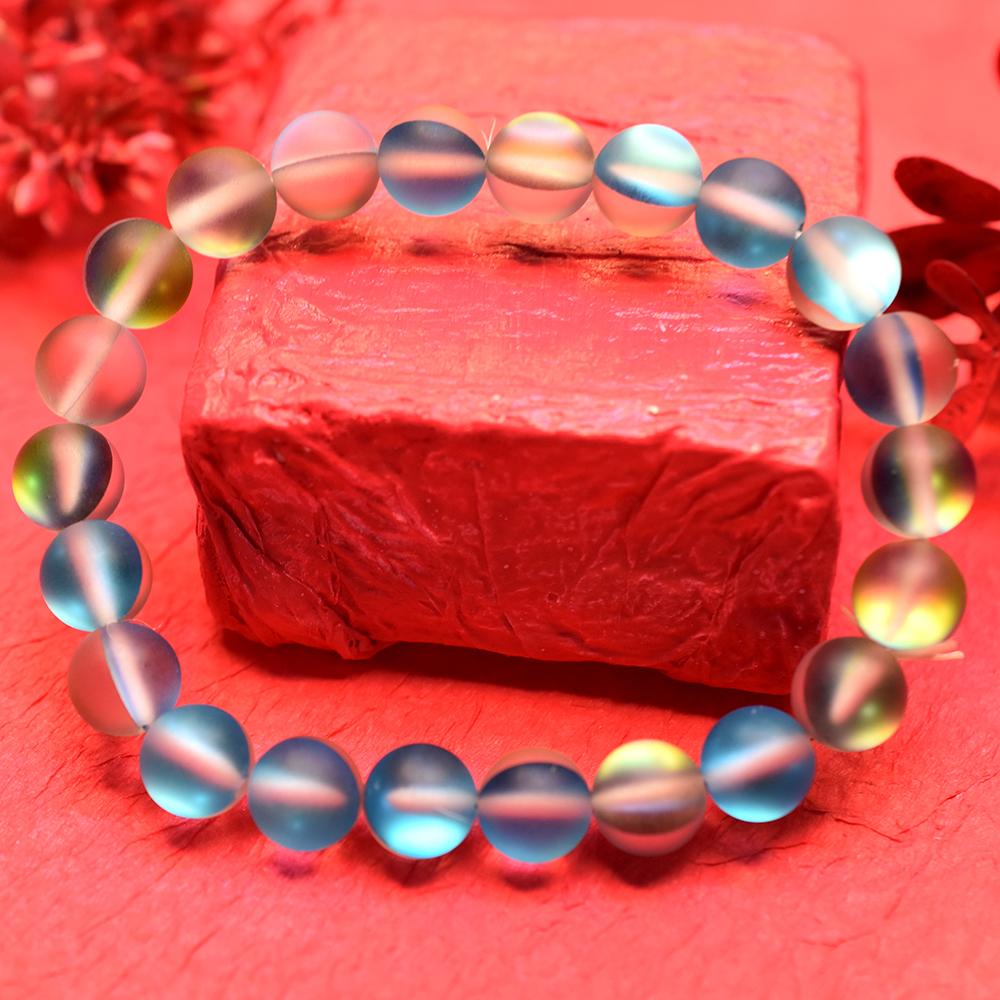 Certified 86.7 Ct Natural Aura Quartz Bracelet 22 Round Beads Party Wear Jewelry My-431-sa