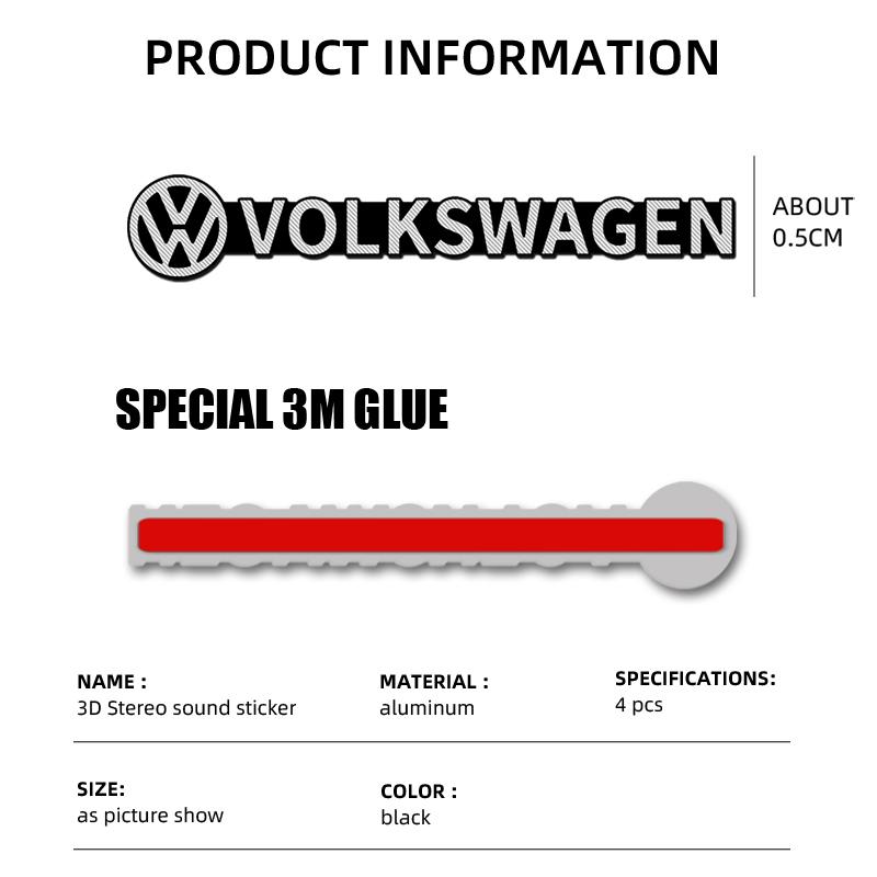 VW 4Pcs Car Audio Decorate 3D Aluminum Emblem Badge Sticker Decal For Volkswagen VW Rline GTI Golf 5 6 7 Polo Passat CZYXB