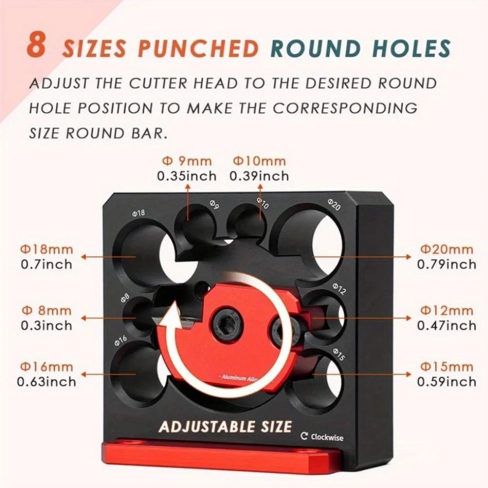 8-hole Electric Drill Wheel with Carbide Blade  Adjustable Dowel Maker Jig 8mm-20mmWoodworking Electric Round Rod Auxiliary Tool