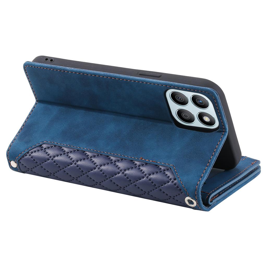 Style 005 For Honor X6b 4G Wallet Case Rhombus Stitching Line PU Leather Phone Cover